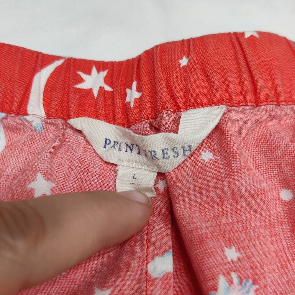Print Fresh Moon Flight Pegasus Winged Horse Long Sleeve Pajama Set Large Coral - Picture 14 of 16